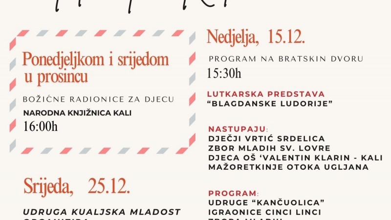 Advent u Kalima u nedjelju, 15. prosinca na Bratskom dvoru