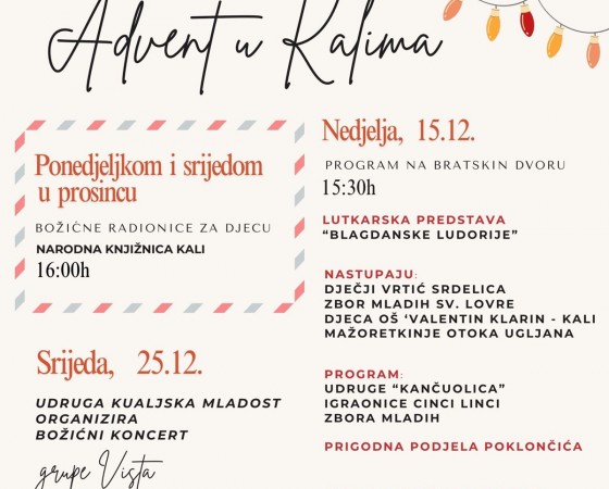 Advent u Kalima u nedjelju, 15. prosinca na Bratskom dvoru